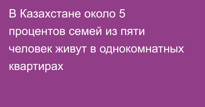 В Казахстане около 5 процентов семей из пяти человек живут в однокомнатных квартирах