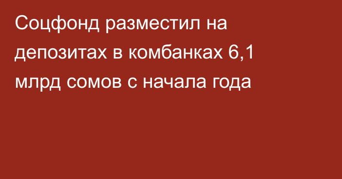 Соцфонд разместил на депозитах в комбанках 6,1 млрд сомов с начала года