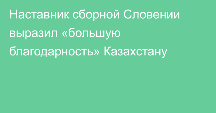 Наставник сборной Словении выразил «большую благодарность» Казахстану