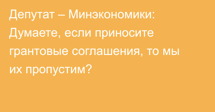 Депутат – Минэкономики: Думаете, если приносите грантовые соглашения, то мы их пропустим?