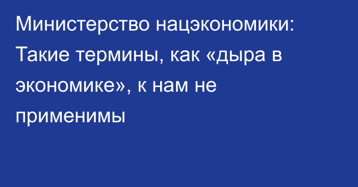 Министерство нацэкономики: Такие термины, как «дыра в экономике», к нам не применимы