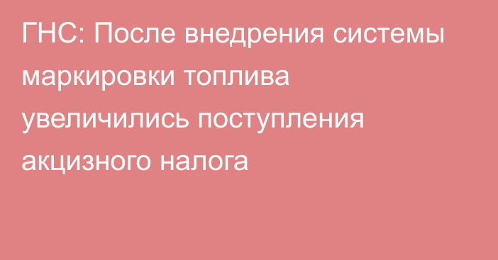 ГНС: После внедрения системы маркировки топлива увеличились поступления акцизного налога