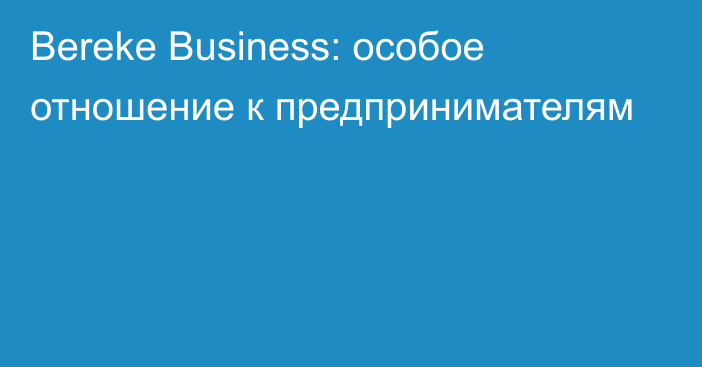 Bereke Business: особое отношение к предпринимателям