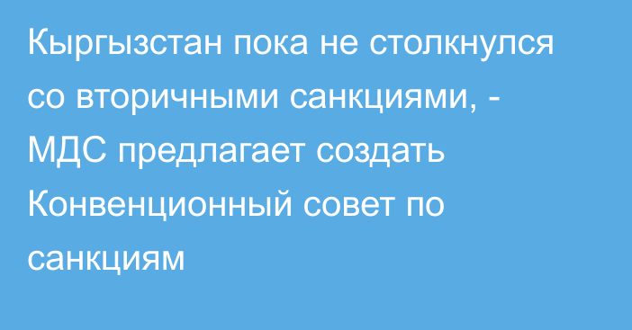 Кыргызстан пока не столкнулся со вторичными санкциями, - МДС предлагает создать Конвенционный совет по санкциям