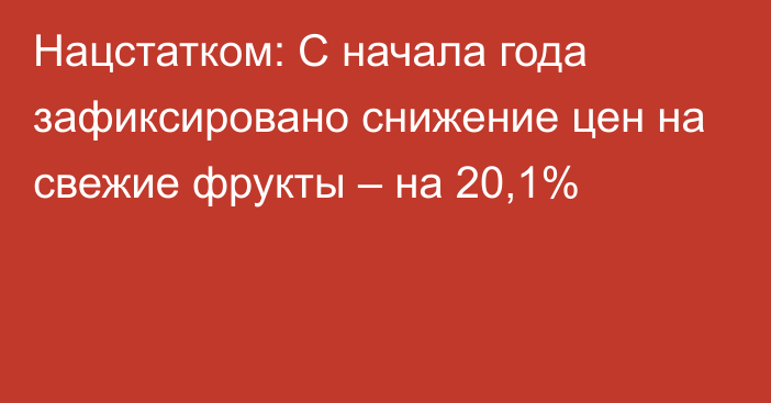 Нацстатком: С начала года зафиксировано снижение цен на свежие фрукты – на 20,1%