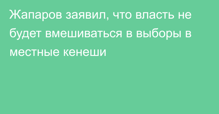 Жапаров заявил, что власть не будет вмешиваться в выборы в местные кенеши