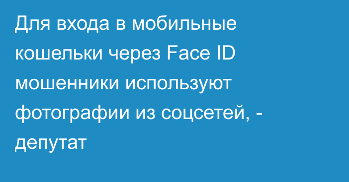 Для входа в мобильные кошельки через Face ID мошенники используют фотографии из соцсетей, - депутат