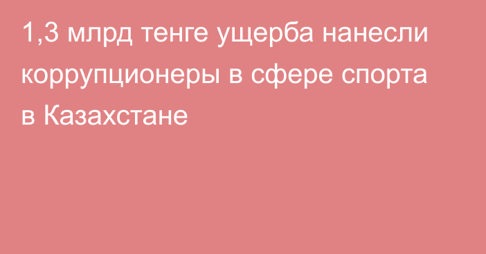 1,3 млрд тенге ущерба нанесли коррупционеры в сфере спорта в Казахстане