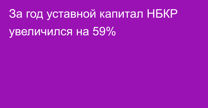 За год уставной капитал НБКР увеличился на 59%