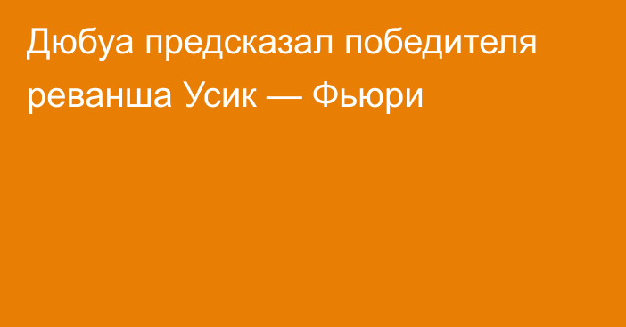 Дюбуа предсказал победителя реванша Усик — Фьюри