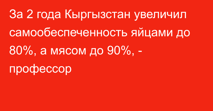 За 2 года Кыргызстан увеличил самообеспеченность яйцами до 80%, а мясом до 90%, - профессор