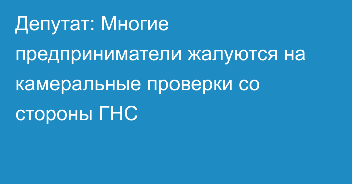 Депутат: Многие предприниматели жалуются на камеральные проверки со стороны ГНС