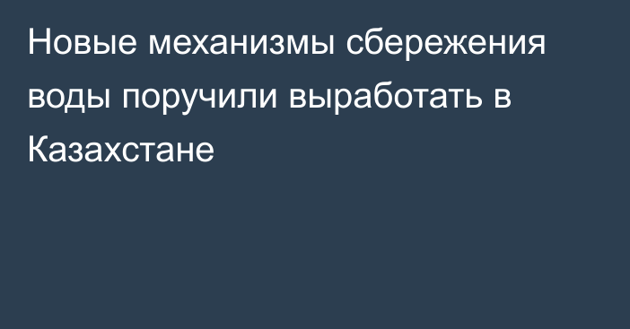 Новые механизмы сбережения воды поручили выработать в Казахстане