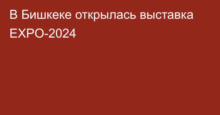 В Бишкеке открылась выставка EXPO-2024