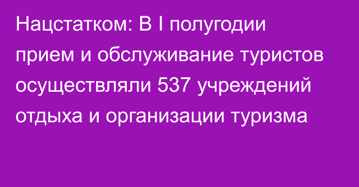 Нацстатком: В I полугодии прием и обслуживание туристов осуществляли 537 учреждений отдыха и организации туризма