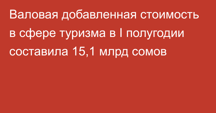 Валовая добавленная стоимость в сфере туризма в I полугодии составила 15,1 млрд сомов