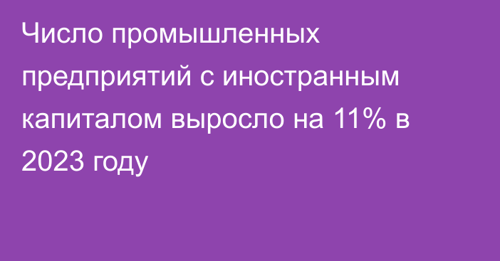 Число промышленных предприятий с иностранным капиталом выросло на 11% в 2023 году