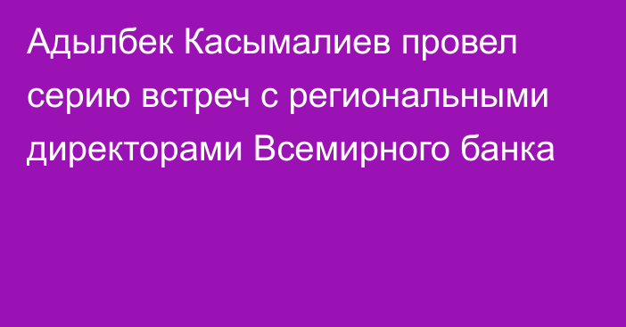 Адылбек Касымалиев провел серию встреч с региональными директорами Всемирного банка