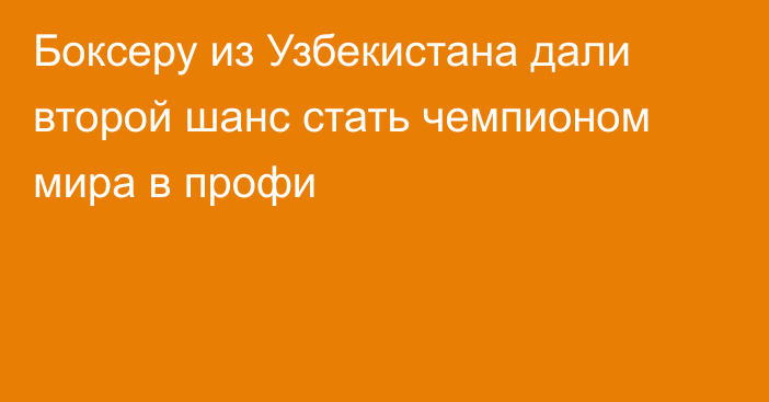 Боксеру из Узбекистана дали второй шанс стать чемпионом мира в профи