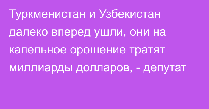 Туркменистан и Узбекистан далеко вперед ушли, они на капельное орошение тратят миллиарды долларов, - депутат