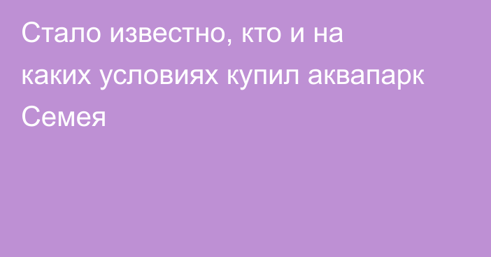 Стало известно, кто и на каких условиях купил аквапарк Семея