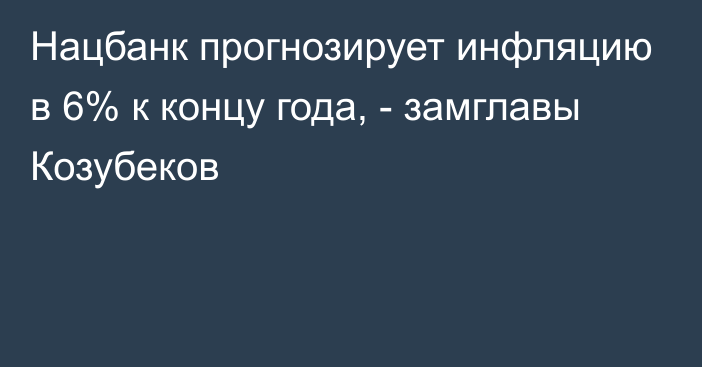 Нацбанк прогнозирует инфляцию в 6% к концу года, - замглавы Козубеков