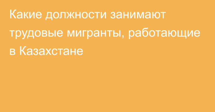 Какие должности занимают трудовые мигранты, работающие в Казахстане