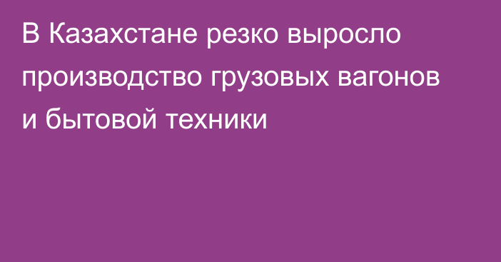 В Казахстане резко выросло производство грузовых вагонов и бытовой техники