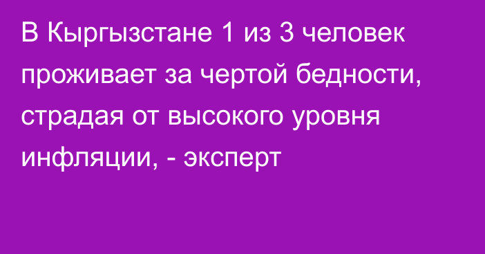 В Кыргызстане 1 из 3 человек проживает за чертой бедности, страдая от высокого уровня инфляции, - эксперт