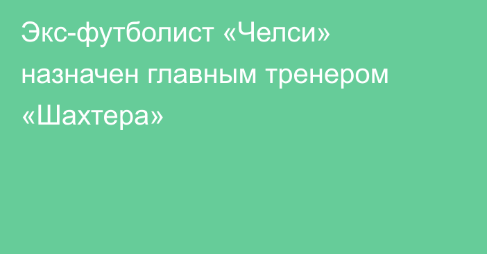 Экс-футболист «Челси» назначен главным тренером «Шахтера»