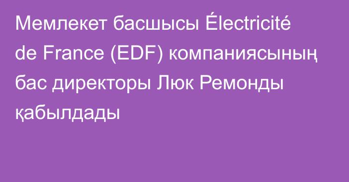 Мемлекет басшысы Électricité de France (EDF) компаниясының бас директоры Люк Ремонды қабылдады