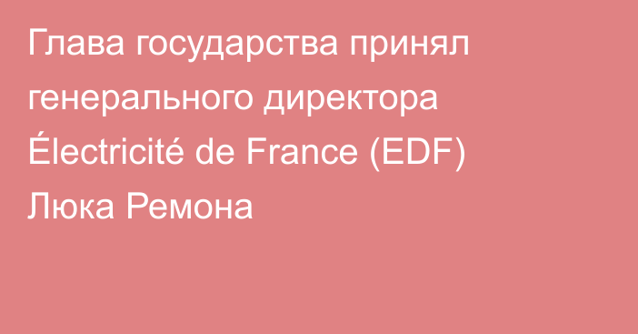 Глава государства принял генерального директора Électricité de France (EDF) Люка Ремона