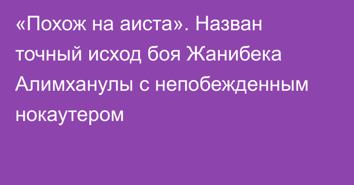 «Похож на аиста». Назван точный исход боя Жанибека Алимханулы с непобежденным нокаутером