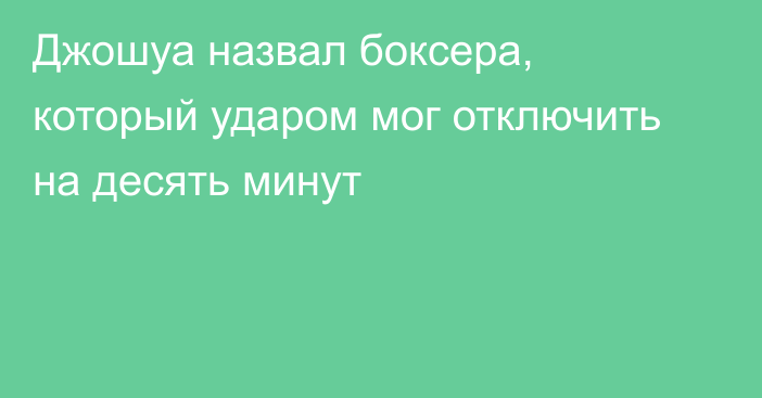 Джошуа назвал боксера, который ударом мог отключить на десять минут