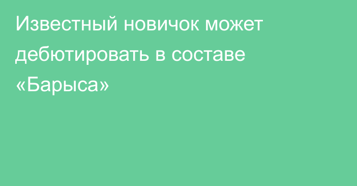 Известный новичок может дебютировать в составе «Барыса»