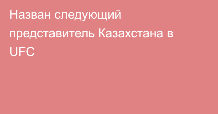 Назван следующий представитель Казахстана в UFC