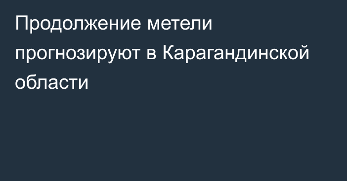 Продолжение метели прогнозируют в Карагандинской области