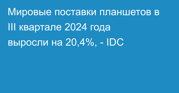 Мировые поставки планшетов в III квартале 2024 года выросли на 20,4%, - IDC