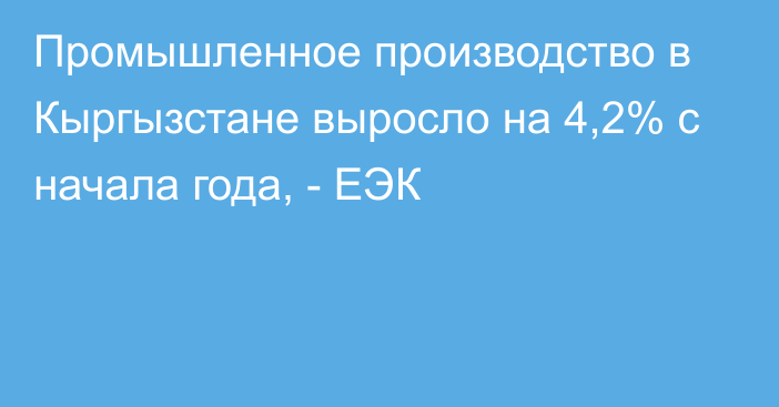 Промышленное производство в Кыргызстане выросло на 4,2% с начала года, - ЕЭК