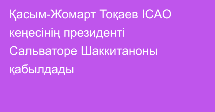 Қасым-Жомарт Тоқаев ICAO кеңесінің президенті Сальваторе Шаккитаноны қабылдады