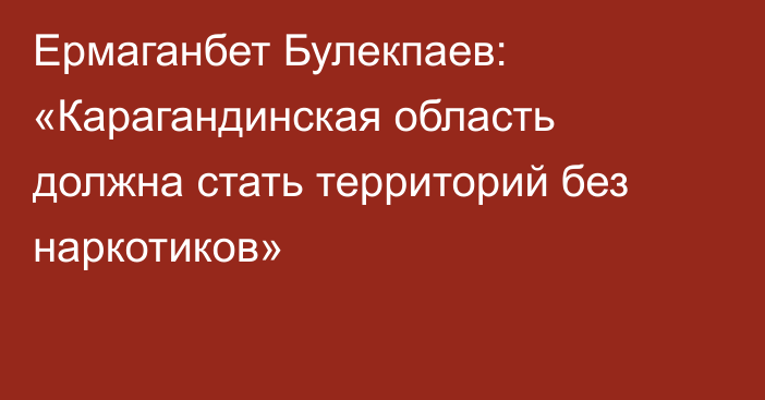 Ермаганбет Булекпаев: «Карагандинская область должна стать территорий без наркотиков»