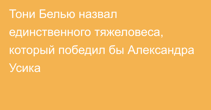 Тони Белью назвал единственного тяжеловеса, который победил бы Александра Усика