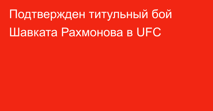 Подтвержден титульный бой Шавката Рахмонова в UFC