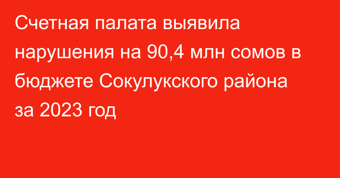 Счетная палата выявила нарушения на 90,4 млн сомов в бюджете Сокулукского района за 2023 год