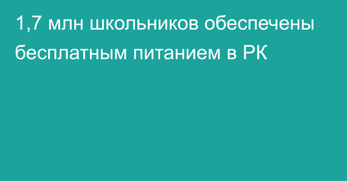 1,7 млн школьников обеспечены бесплатным питанием в РК