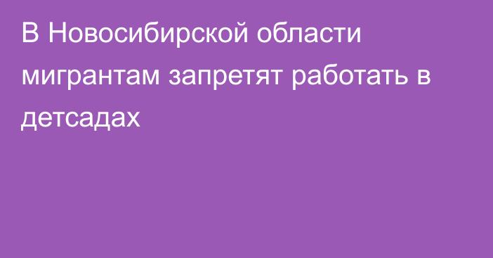 В Новосибирской области мигрантам запретят работать в детсадах