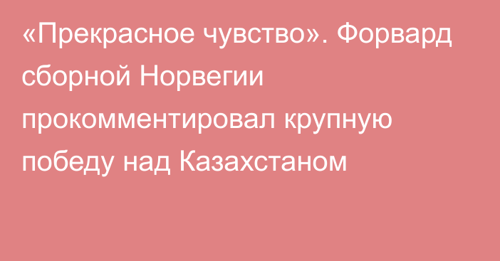 «Прекрасное чувство». Форвард сборной Норвегии прокомментировал крупную победу над Казахстаном