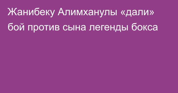 Жанибеку Алимханулы «дали» бой против сына легенды бокса