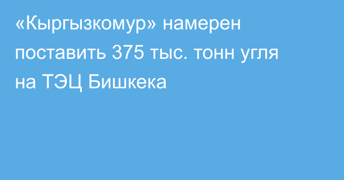 «Кыргызкомур» намерен поставить 375 тыс. тонн угля на ТЭЦ Бишкека