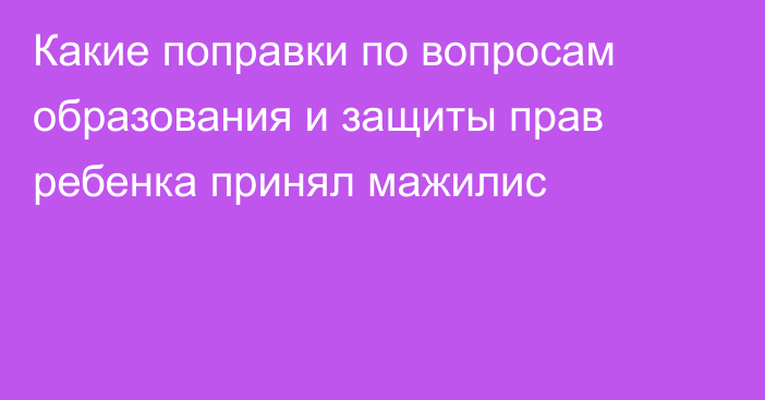 Какие поправки по вопросам образования и защиты прав ребенка принял мажилис